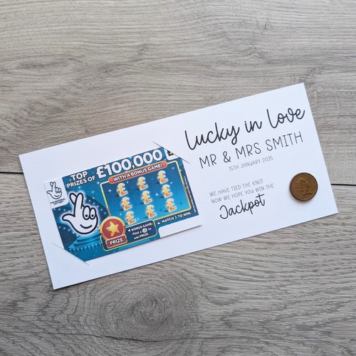10X Personalised Scratchcard/Lottery Ticket Holders Wedding Lucky in Love - Picture 4 of 8