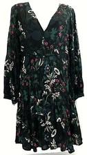 ASTR The Label M Black L/S V Neck Ruffed Hem Fitted Knee Length Casual Dress