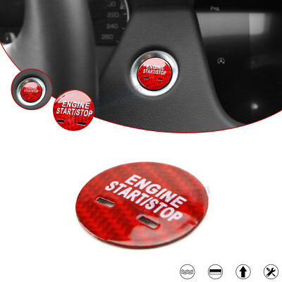 Red Carbon Fiber Keyless Engine Push Start Button Decal For Chevy GMC Cadillac
