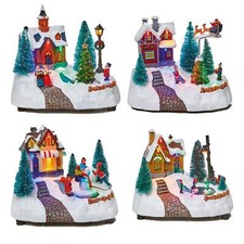 Christmas 14cm Battery Operated LED Lit Village Scene - Choose Design
