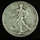 Walking Liberty Silver Half Dollar 1935 S. Very Fine. Lot # 9049-36-284