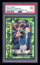 2021 Panini Prizm Trevor Lawrence RC New Recruits Green Ice PSA 9 Jaguars
