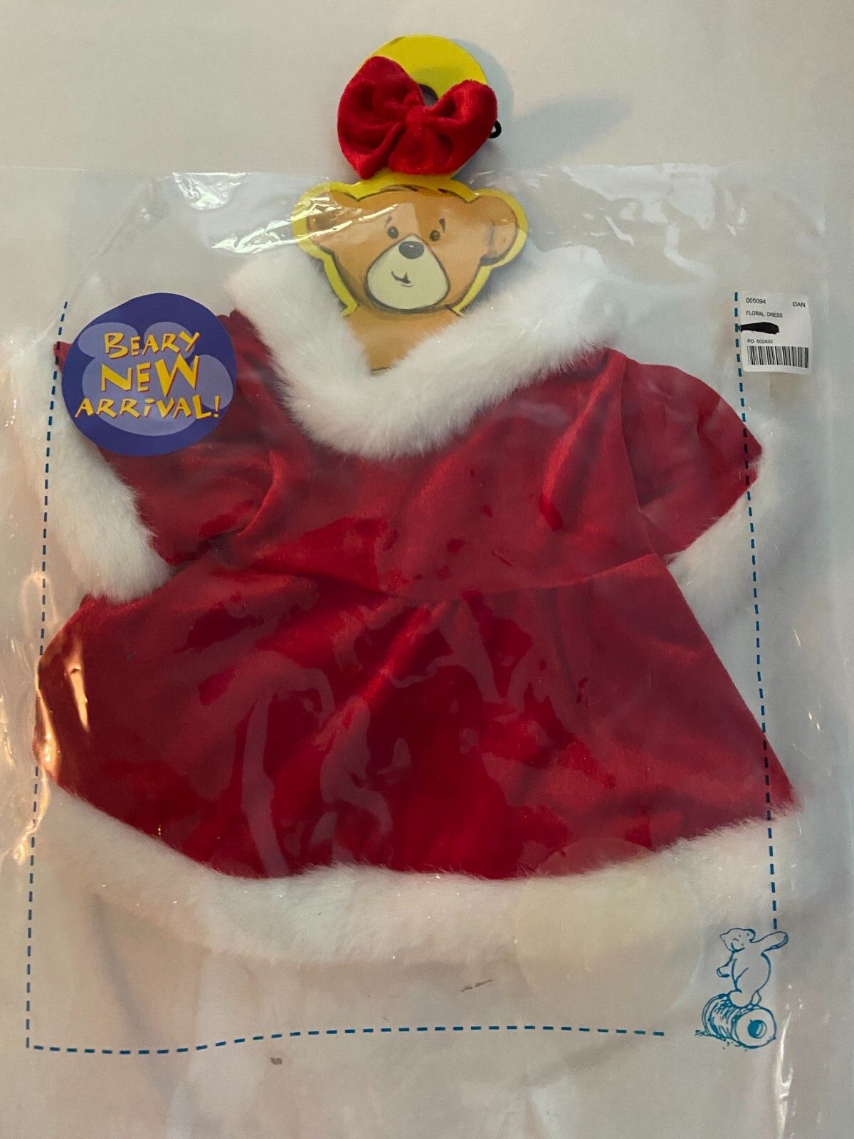 Red Velvet Christmas Dress with Ear Bow for Build-A-Bear