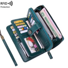 Women Leather Wallet Zipper Lady Long Card Holder Coin Case Handbag Clutch Purse