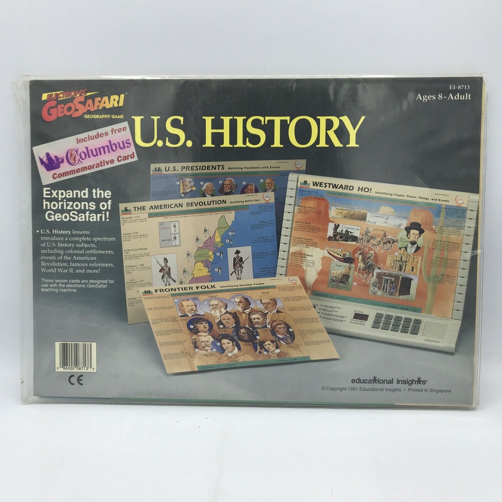 1991 Vintage GeoSafari Learning System U.S. History 10 Cards 20 Lessons Ei-8713