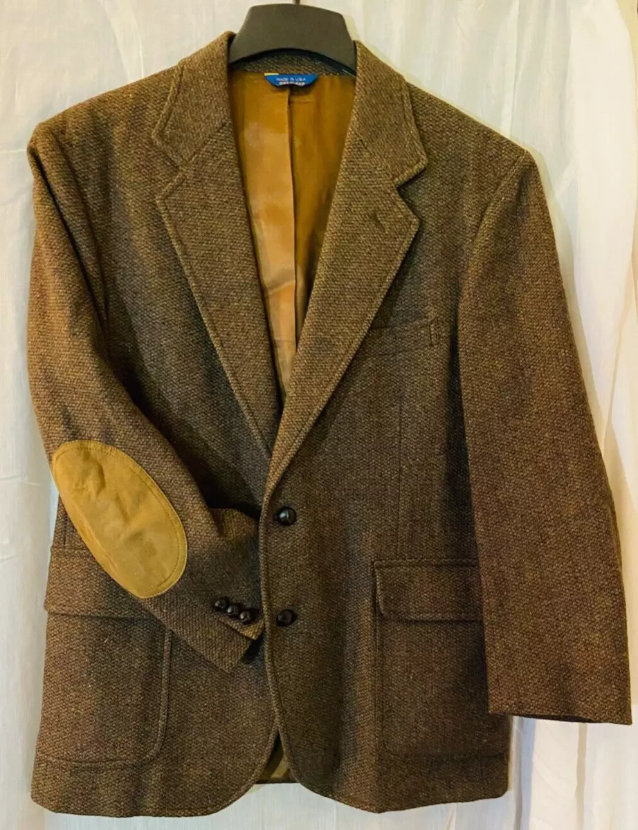 Elbow Patch Brown Tweed Jacket With Patch Pockets Size 42