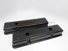 Small Block Chevy Black Short Valve Covers stock Oil Cap Hole SBC 305 350 V8 Rod