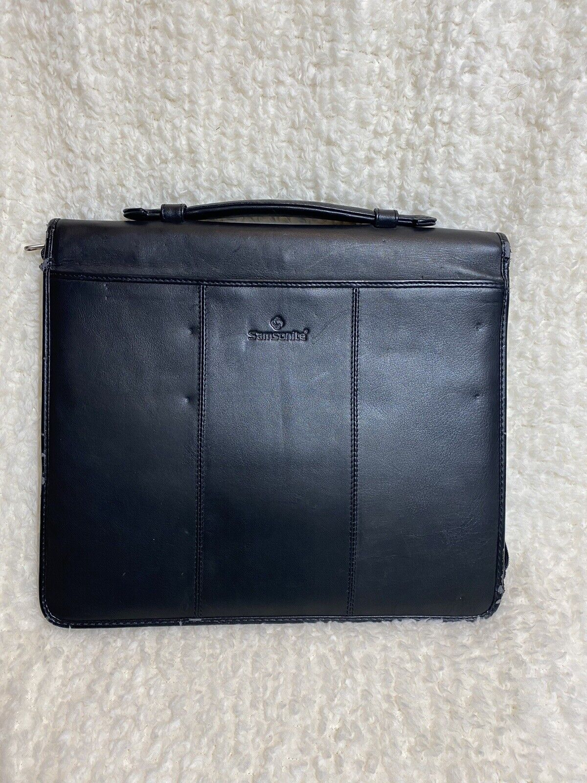 SAMSONITE 1910 Luggage Black Briefcase Case Laptop Bag Leather Soft Carry  On 13