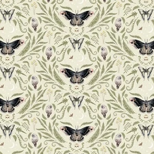 Dear Stella - Moonflower - Moonflower Moths - Glade, Fabric by the Yard