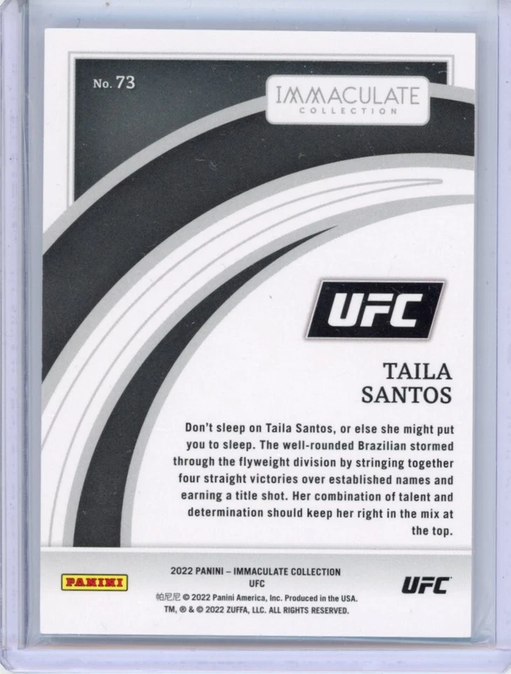 Taila Santos UFC Immaculate 2022 /49 #73 Rookie Card RC - Image 2 of 2