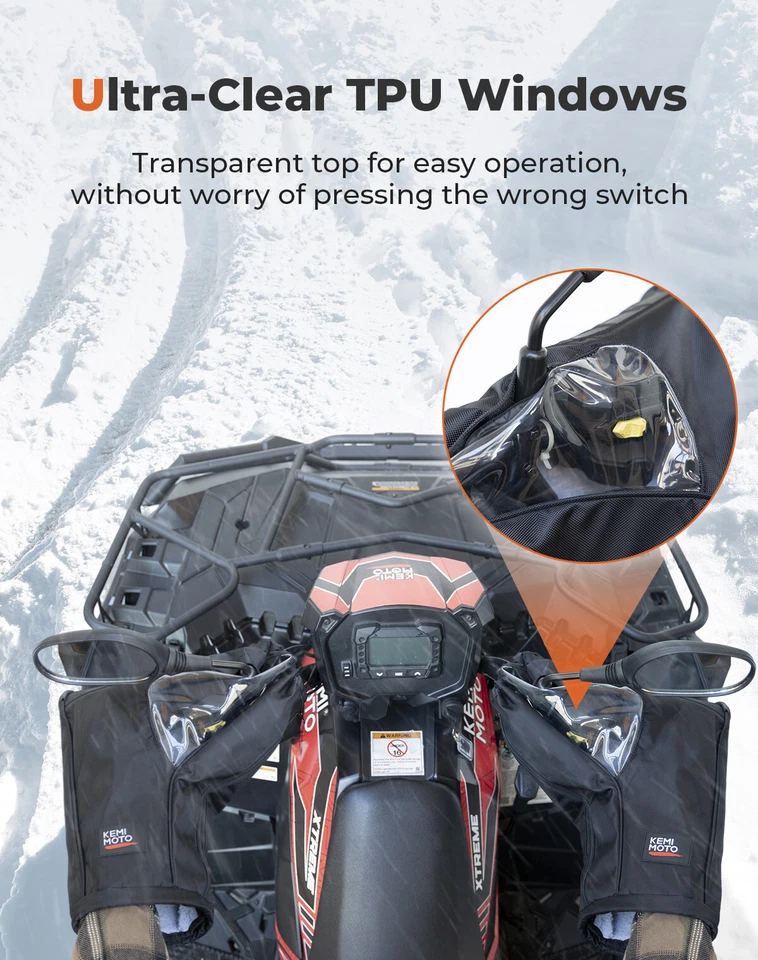 Par de guanteletes manillar moto de nieve guantes manguitos para motocicleta Skidoo Polaris Foto 4 de 4