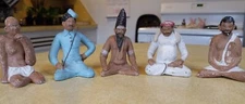 Handmade Figurine Set Traditional Men Sitting Indian or Bangladeshi