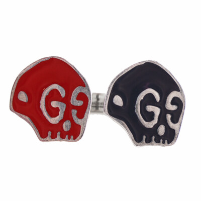 sz 19 NEW $430 GUCCI Sterling Silver Enamel HAMLET GHOST