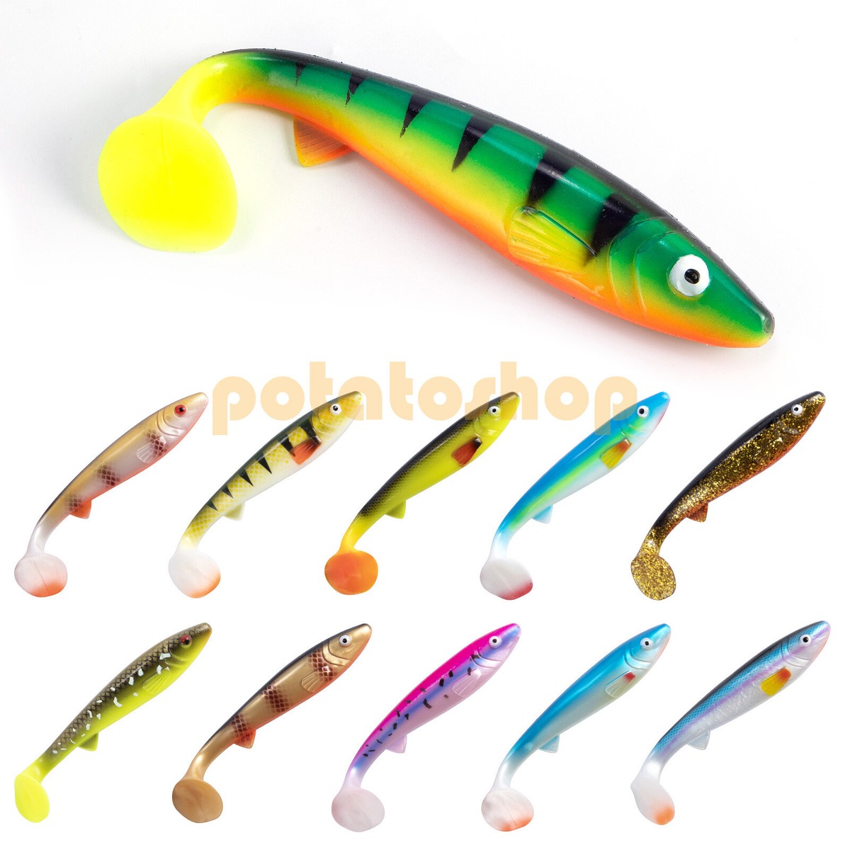Fishing Soft Lures Swimbait Large Paddle Tail Minnow Shad Bait Sea  Bass