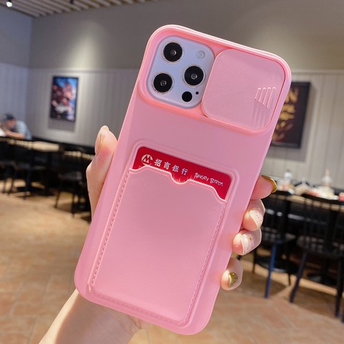 Phone Case Silicone With Card Holder For iPhone 14 13 12 11 15 Pro Max XS XR 7 8 - Photo 5 sur 12