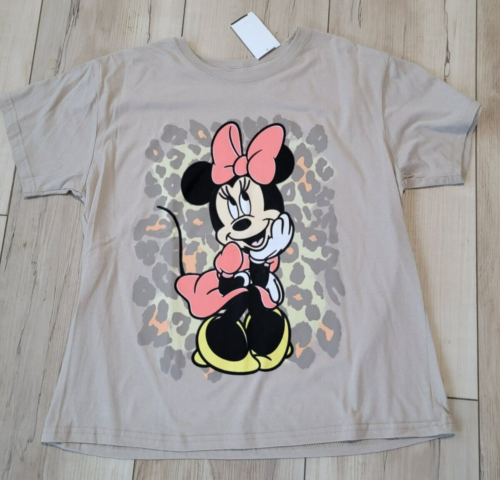 Disney Minnie Mouse Animal Print Tan T-Shirt Women's Large NEW NWT