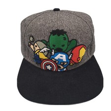 Marvel HEROES Hat Hulk Iron Man Thor Captain America Snapback Cap Gray and Black