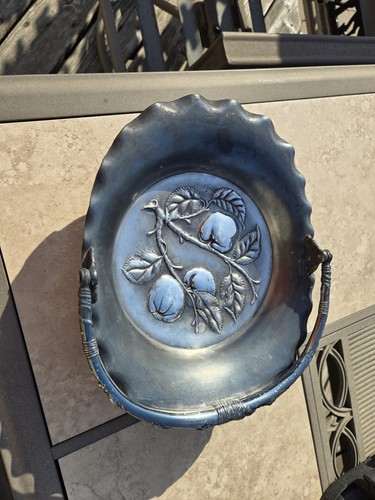 Antique Pairpoint MFG. Quadruple Silver Plate Brides Footed Handle Basket #1248 - Picture 6 of 6