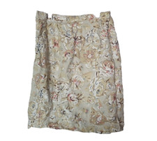 Talbots Tan Floral Print Irish Linen Casual Wrap A-Line Skirt Womans Size 10 Y2K