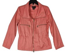 Dana Buchman Womens Jacket Blazer Size Small Salmon Coral Pink Fitted Waist Zip