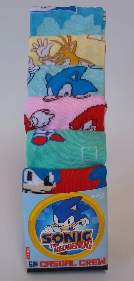 Sonic the Hedgehog Socks 6 Pair CREW SOCKS SIZE 8-12 Bioworld Mens size 8-12 - Image 2 of 4