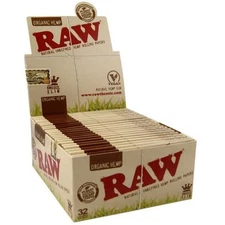 RAW ORGANIC ROLLING PAPER 50 PACK KING SIZE SLIM NATURAL HEMP UNREFINED FULL BOX