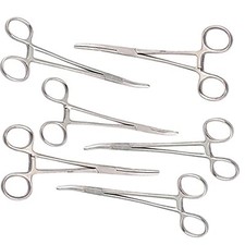 New Set of 6 Pairs 8" Curved Hemostat Forceps Locking Clamps - Stainless Steel