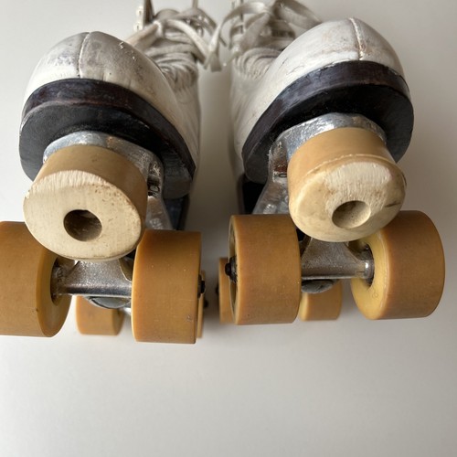 Vintage weiße Leder Rollschuhe Oberhamer Stiefel sicherer Griff Super X 5 US 9 schmal - Bild 9 von 16