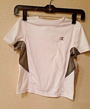 NEW- BOY CHAMPION T-SHIRT WHITE/GREY SIZE 4