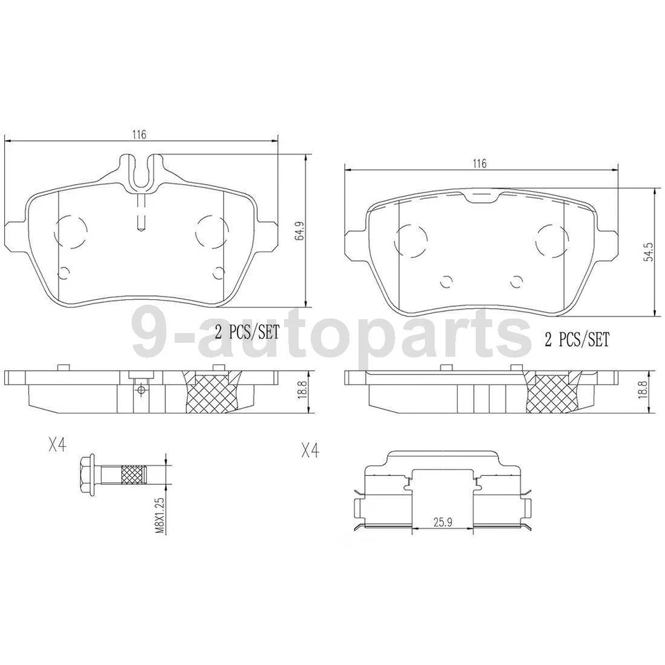 Brembo OE Ceramic Rear Brake Pads For 2018 2019 Mercedes-Benz Maybach S560 - Image 2 of 2