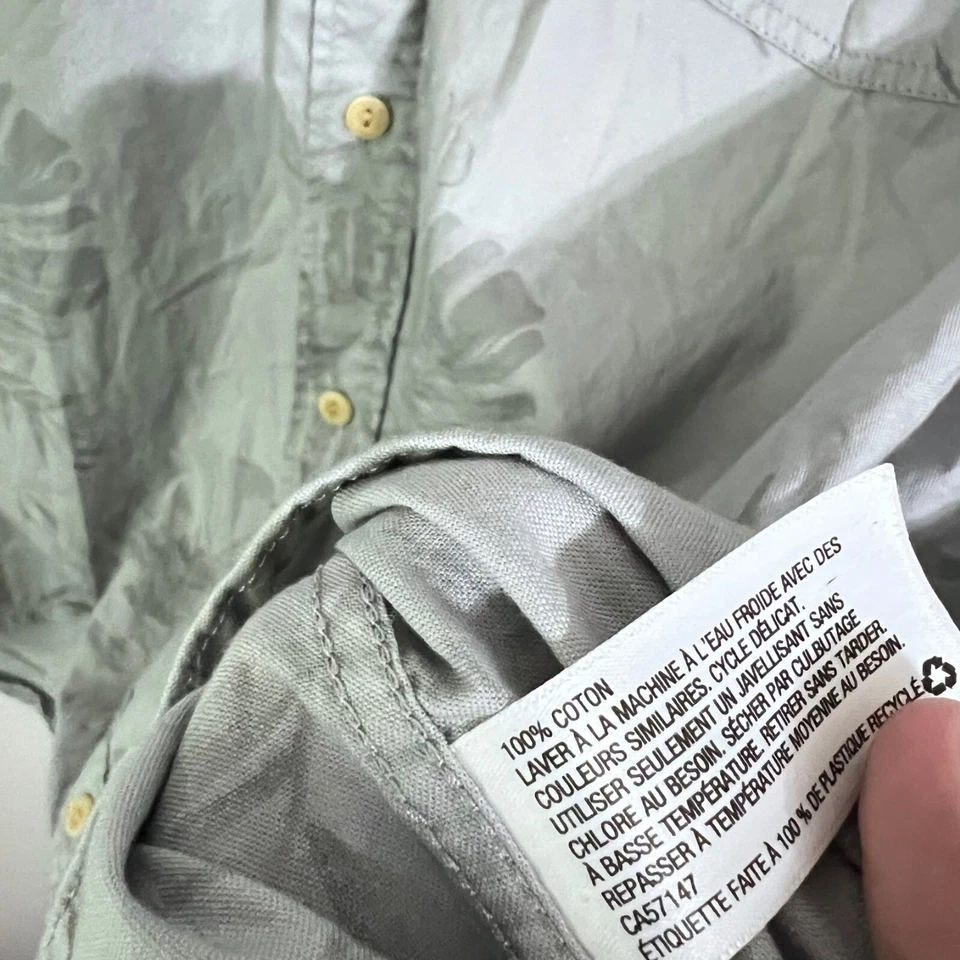 Merona Mens Hawaiian Shirt Size 2XL Light Grey Floral Lightweight Chambray - Image 3 of 4