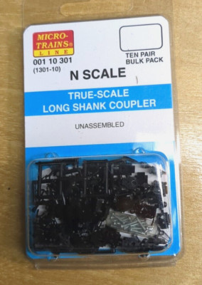 N Scale Micro Trains 00110301 UNASSEMBLED True-Scale Long Shank Coupler 10 PAIRS