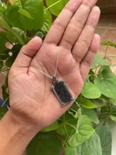 2Ct Round Simulated Black Diamond Dog Tag Pendant 14K White Gold Plated Silver