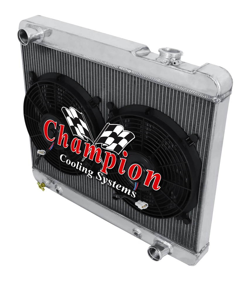 Radiador RS Champion 3 filas con 2 ventiladores de 12" para Pontiac Catalina 1961-1964 Foto 3 de 4