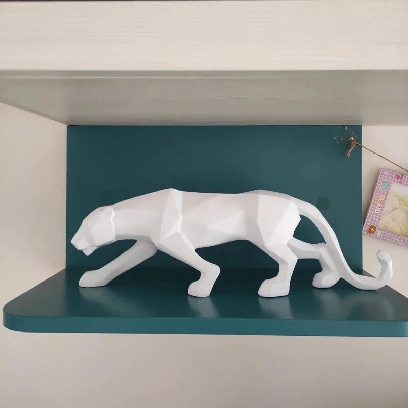 Estatua de pantera/leopardo animal estatuilla estilo geométrico abstracto resina Foto 3 de 4