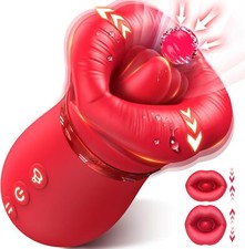 Rose Sucking Vibrator Oral Clit Tongue Licking G-Spot Dildo Sex Toys For Women