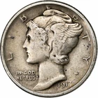 [#1048665] United States, Dime, Mercury Dime, 1917, Philadelphia, Silver, EF, KM