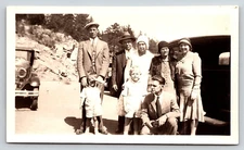 Antique Vintage Photo Family Vacation Portrait Cars Men Women Kids Hats 1931