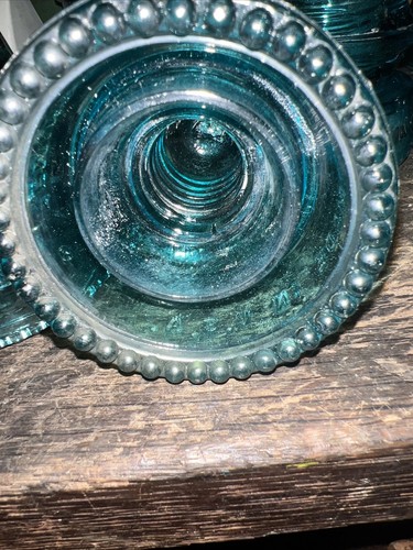Lot Of 5 #19 Hemingray Glass Insulators Blue/Green Beautiful! - 第 5/11 張圖片
