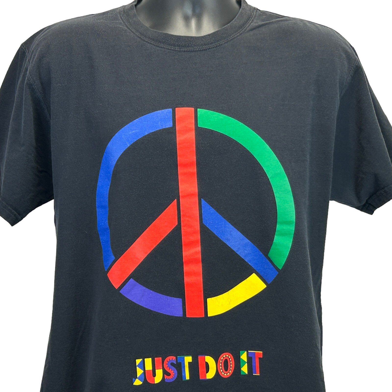 Nike Urban Jungle Peace Sign T Shirt Mens Small Black Just Do It Gel Playground