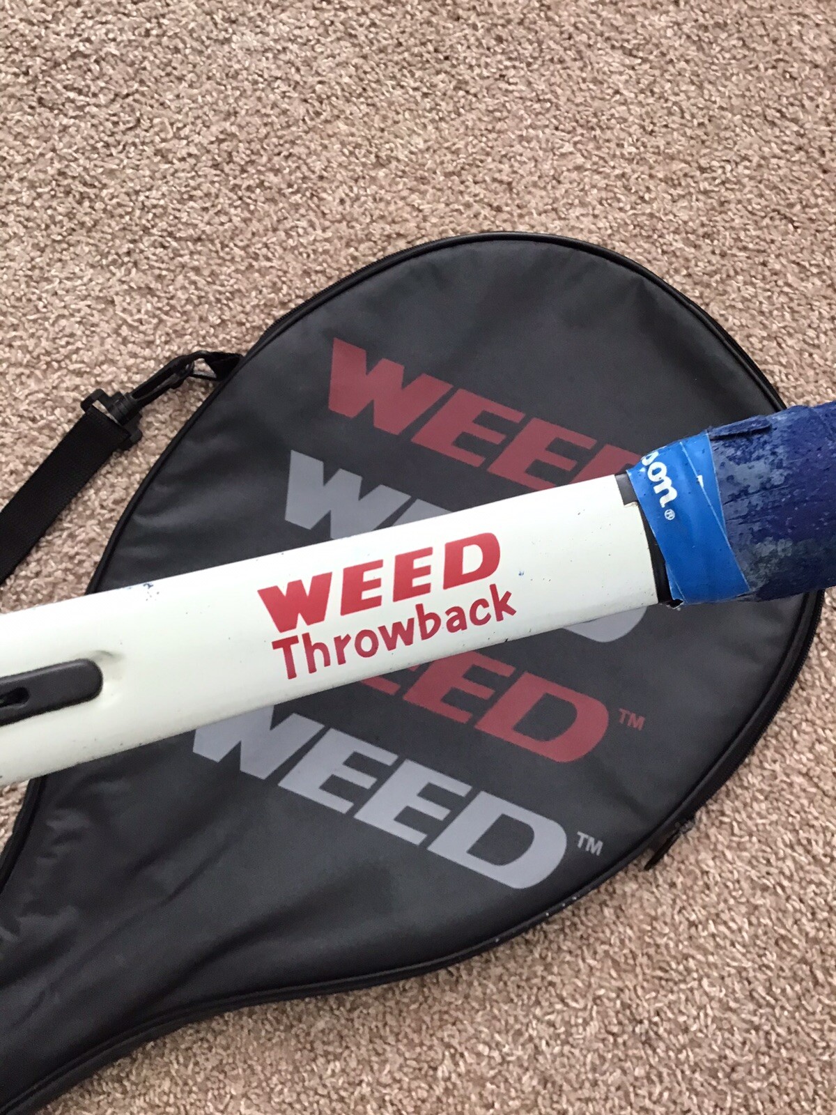 Weed Throwback Tennis Racquet Pattern 18 X 21 White AS IS eBay