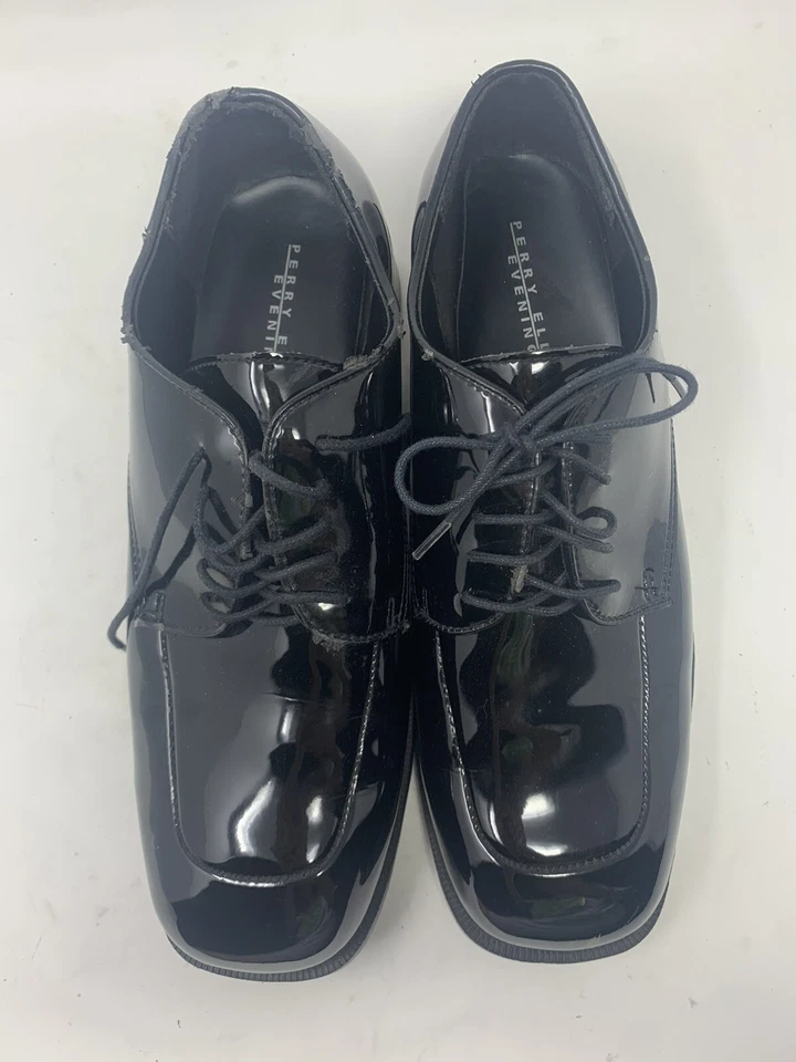 Zapatos de vestir negros sin cordones de charol de noche Perry Ellis para hombre talla 10M Foto 3 de 4