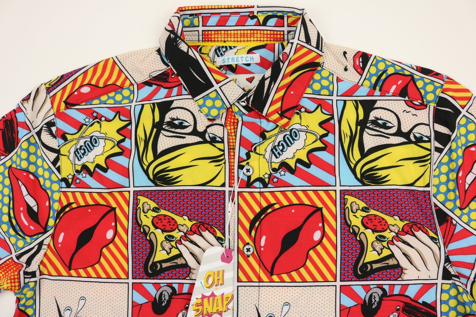 Drill Clothing Mens Shirt Comic Pop Art Oh Snap Stretch Camp New Size