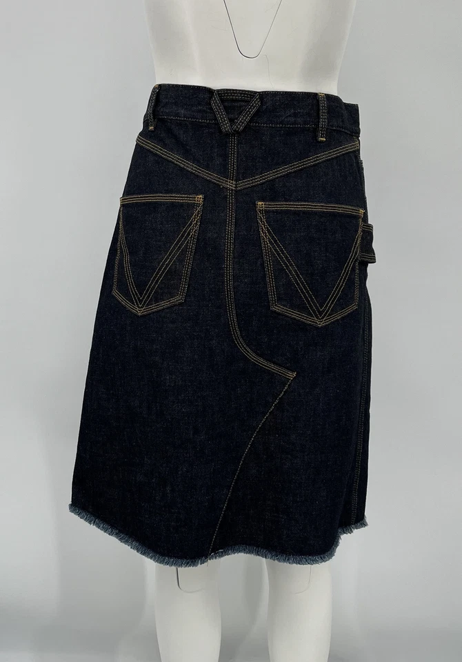 Falda Bottega Veneta 2020 Denim Oscuro Algodón Costuras en Contraste 5 Bolsillos Talla 38 Foto 3 de 4
