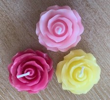 3  Handmade Rose Carved Candles 