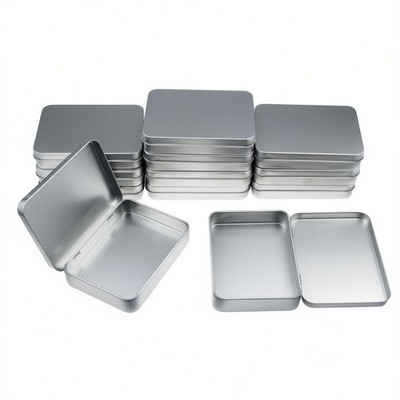 12 Pieces Rectangular Metal Empty Hinged Tins Containers Basic Necessities Ho...