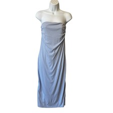 House of Harlow 1960 Ribbed knit Strapless midi dress Small Blue Ruched Bodycon