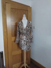 I Saw It First Woven Snake Print Mini Dress Colour Brown Snake Print Size 6