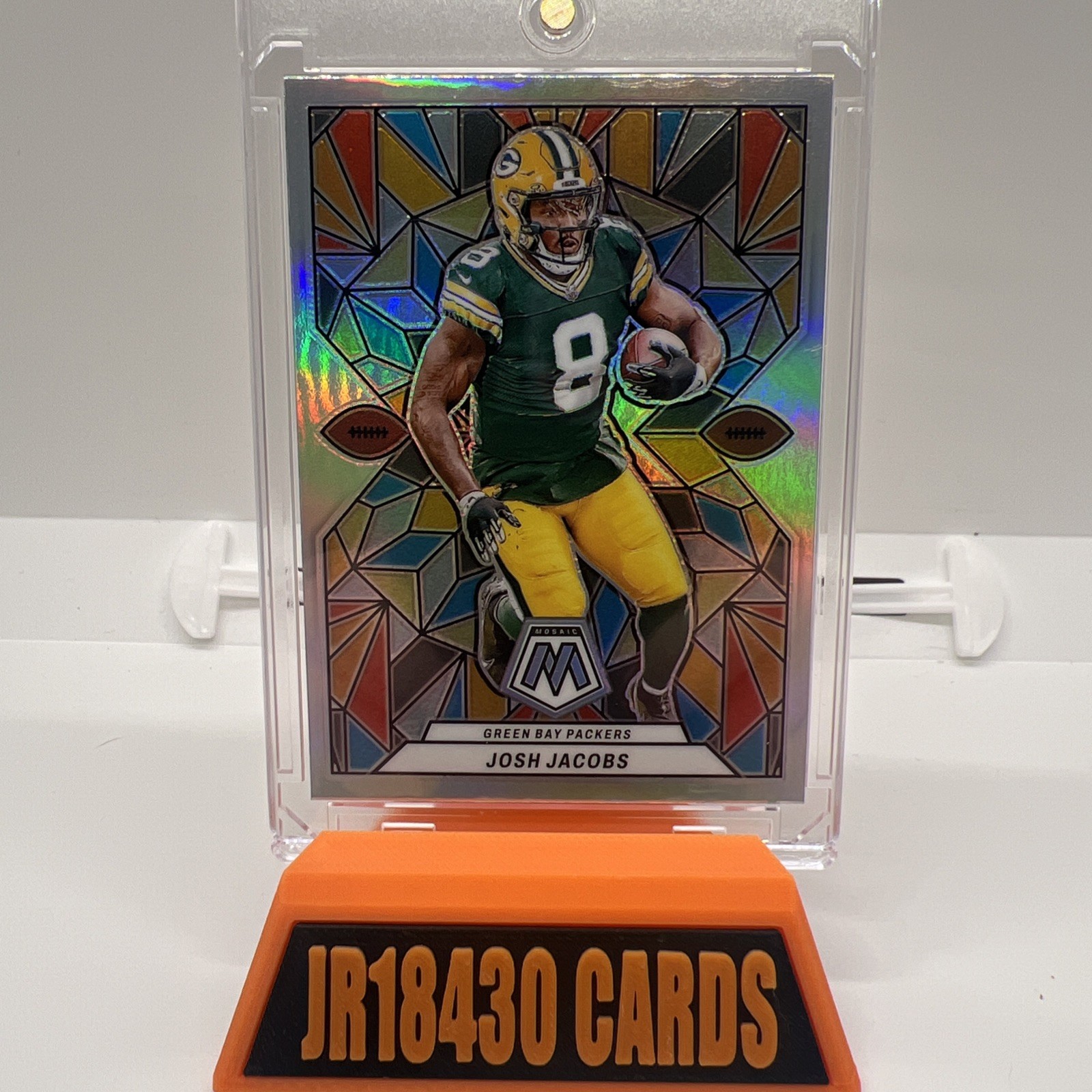 Josh Jacobs 2024 Panini Mosaic Stained Glass PRIZM SG-5 Case Hit SSP GB Packers
