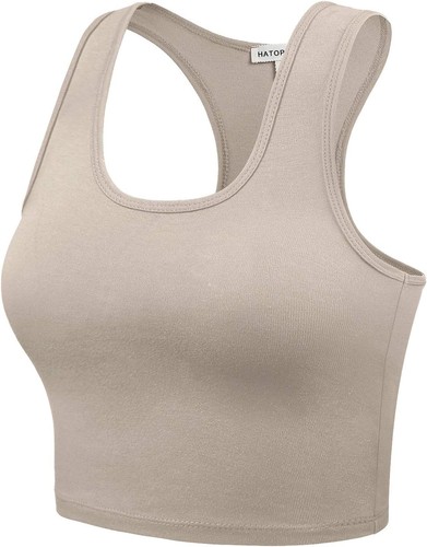 Women's Sleeveless Racerback Crop Camisole Tank Tops Small, 001-ash Mocha-1 - Picture 2 of 7